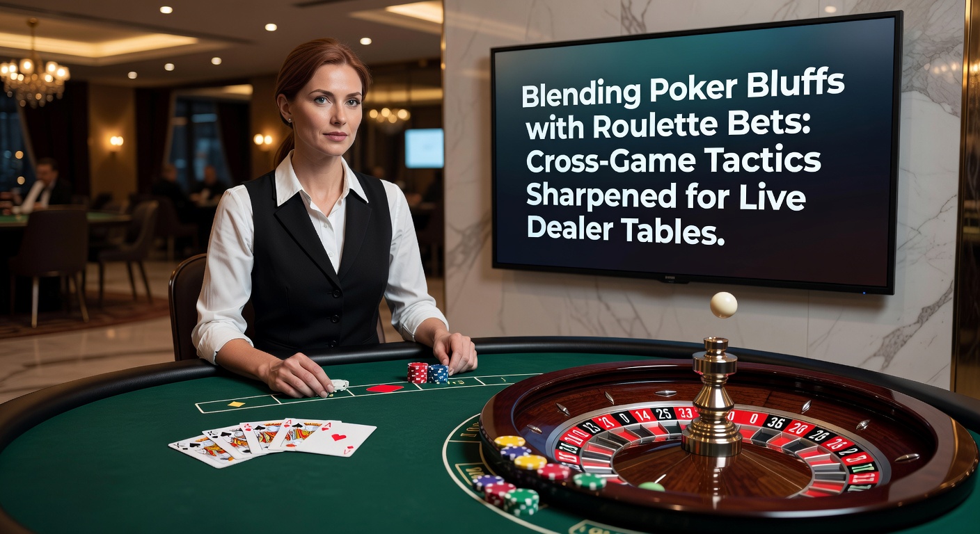 Nahaufnahme eines Spielers am Live-Dealer-Tisch, der eine Poker-Hand simuliert, während das Roulette-Rad dreht