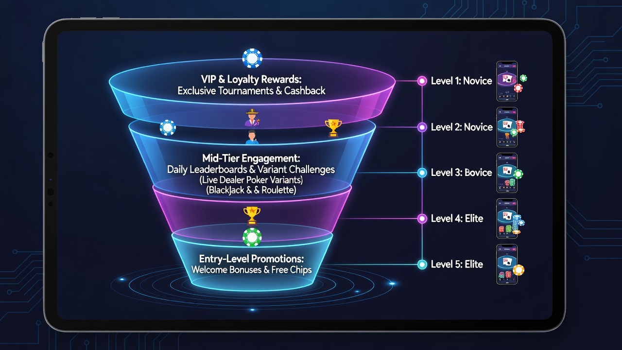 Diagramm zur Kartierung von Fortschritten in Live-Dealer-Spielen mit mobilen Boni