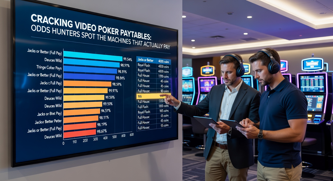 Detaillierte Paytable eines Video-Poker-Geräts, die Gewinnmultiplikatoren für verschiedene Hände bei 5-Cent-Einsatz zeigt, mit Fokus auf Full House und Flush