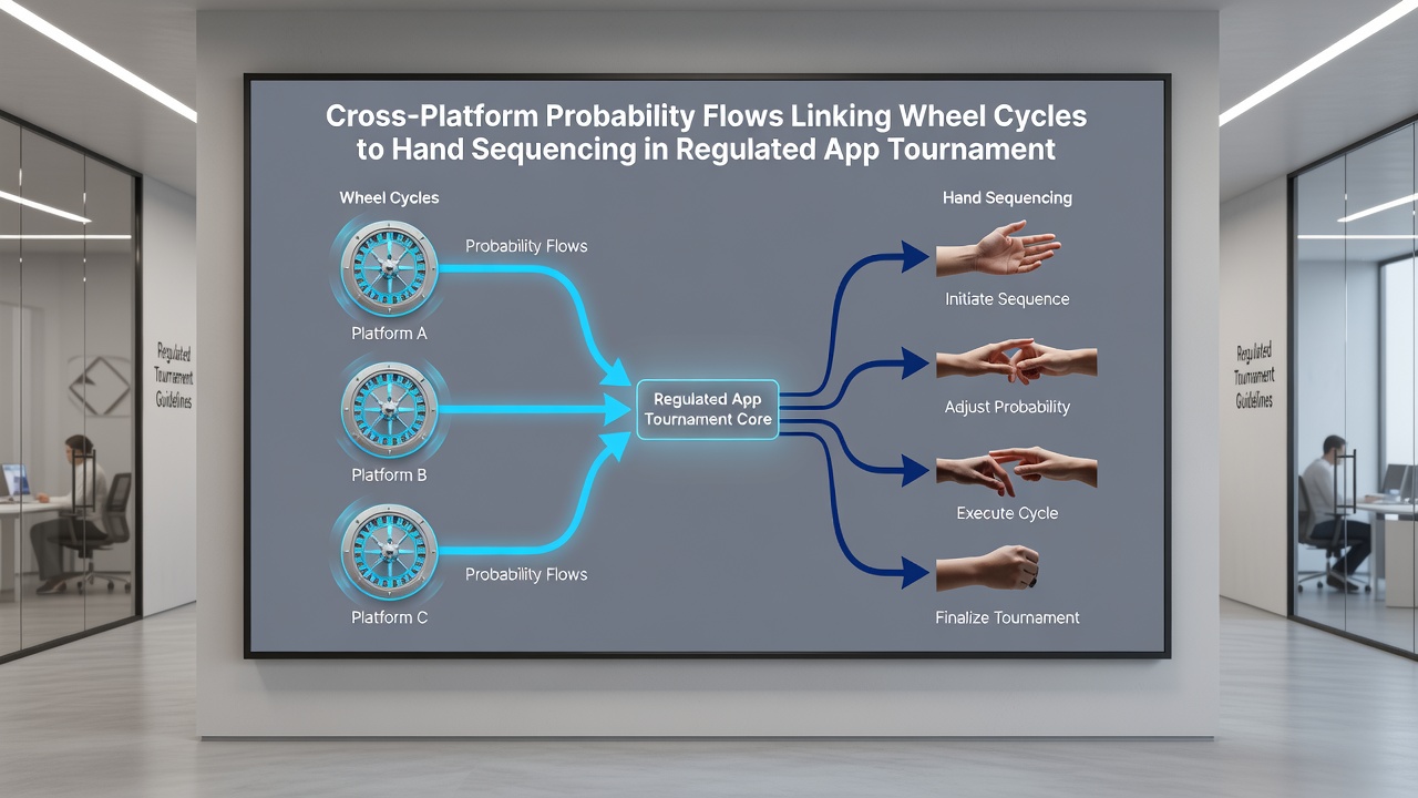 Darstellung von Datenströmen zwischen Radzyklen und Handsequenzen in einer regulierten Turnier-App