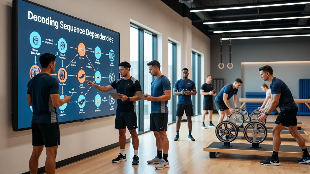 Interaktive Übungsszene mit kombinierten Rad- und Decksequenzen für Turniertraining