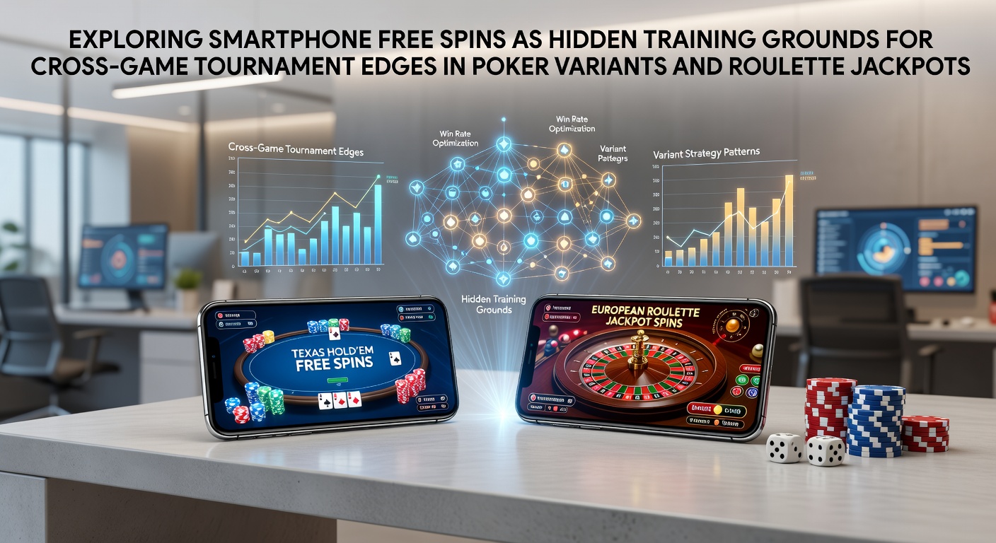 Smartphone mit Free-Spins-Oberfläche und Roulette-Elementen im Hintergrund für Cross-Game-Training