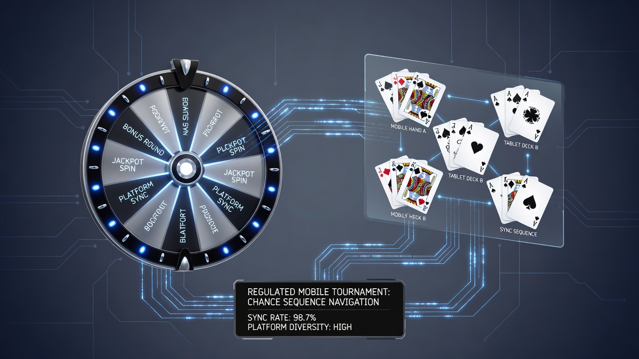 Darstellung von Rouletterädern und Kartendecks auf mobilen Turnierplattformen