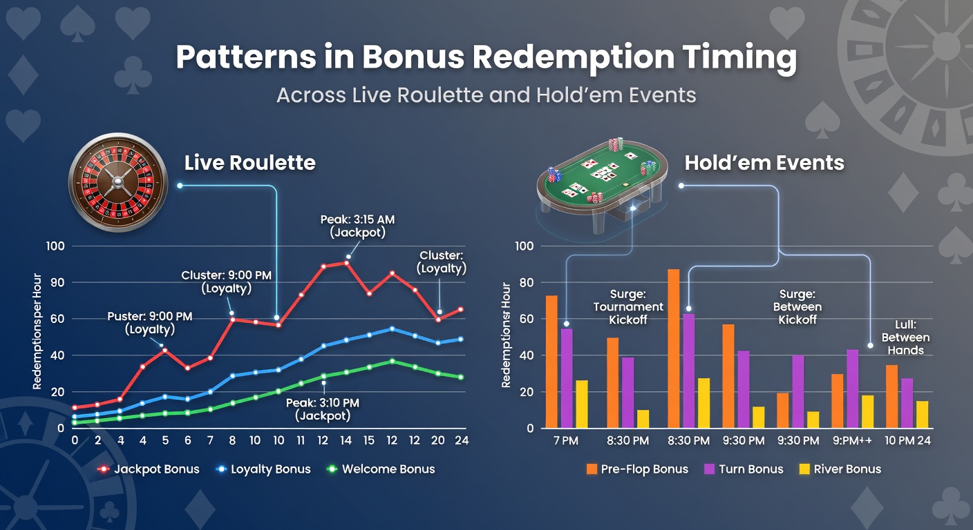 Diagramm zu zeitlichen Mustern bei Bonus-Einlösungen in Roulette und Hold'em
